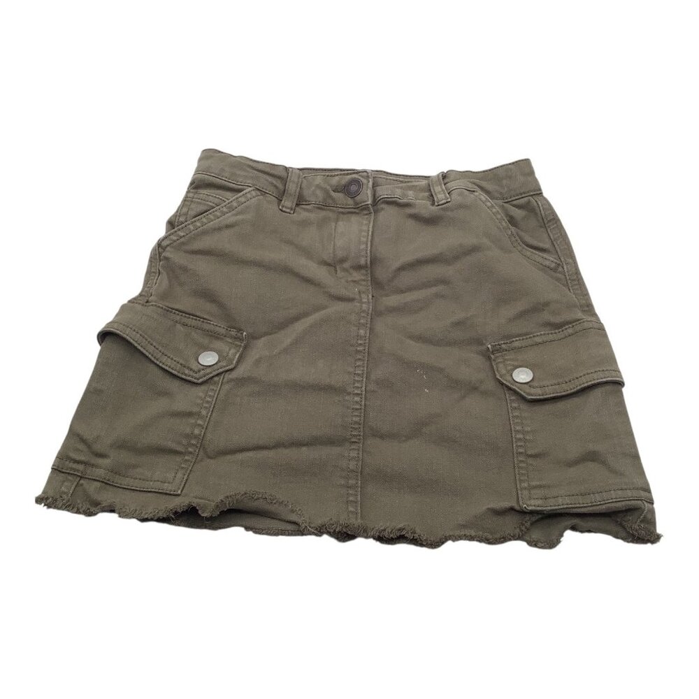 Old Navy Girls Utility Cargo Skirt Size 7 Olive Green Cotton Adjustable Waist‎